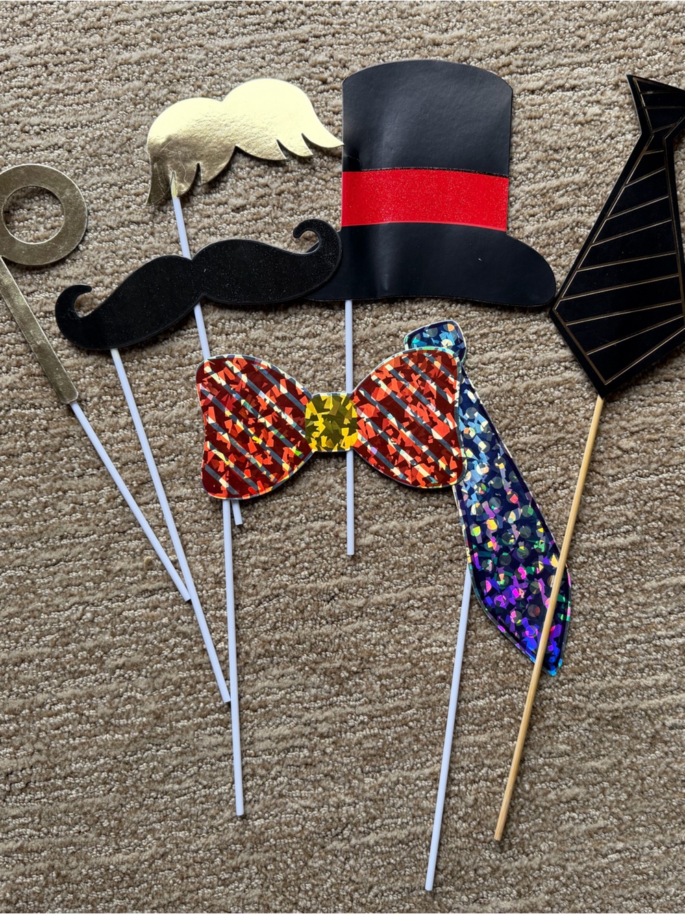 🎩✨ Party Photo Booth Props Set – Multicolor Bow Tie & Black Top Hat Fun Pack 🎉